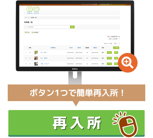 対象利用者を再入所